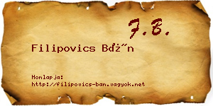 Filipovics Bán névjegykártya